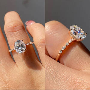 แหวนเพชรโมอิส925ทรงรีสำหรับงานแต่งงานหรือของขวัญครบรอบ - Product Image 2