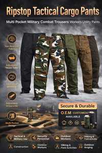 Pantalones Cargo Ripstop para Exteriores, Multibolsillos, Resistentes, para Trabajo, Seguridad, Patrulla, Senderismo - Product Image 3