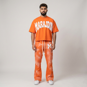 New Hot Selling Breathable Lightweight Eco-Friendly Summer Casual Streetwear Custom Printed Solid 100% Cotton T-shirt Trouser - Product Image 4