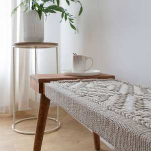 Banco Vandana Vertex Elara de madera de mango con detalles tejidos - Product Image 6