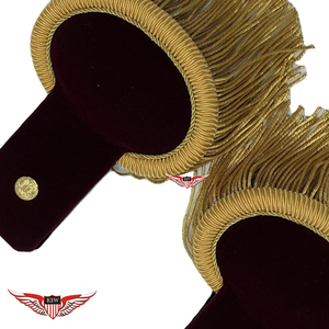 Epaulette Marroquí de Granate de Primera Calidad, Totalmente Personalizable, Color Granate con Elegantes Flecos Dorados, Equipo de Defensa Personal - Product Image 2