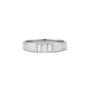 Anillo de Diamantes Cultivados en Laboratorio con Corte Baguette, Estilo Art Deco, Minimalista, con Tres Piedras, Oro Sólido de 14K/18K, Anillo de Boda Apilable, Anillo de Aniversario - Product Image 3