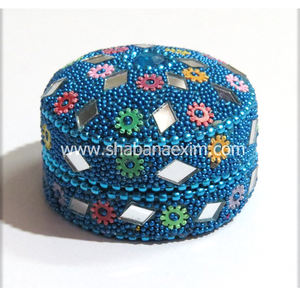 Caja de Joyería Azul con Diseño Floral Brillante y Pedrería, Decoración Moderna para Mesa, para Mujeres - Product Image 2