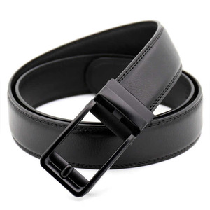 Black Genuine Leather Formal Belt Cow Hide <b>Pin</b> Buckle Rectangular One-Piece Molding Durable 1 3/8 In Width - Product Image 4