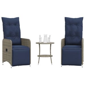 Juego de sillas reclinables de patio de ratán sintético gris de 2 piezas con mesa - Product Image 1