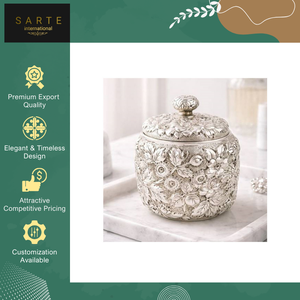 Pot de conservation vintage en argent de haute qualité, fait main, étanche et écologique, avec couvercle à charnière, idéal pour les cadeaux, la cuisine et la décoration intérieure - Product Image 2