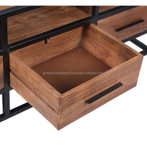 Meuble TV industriel en bois de manguier 2026 avec porte coulissante pour salon et chambre – Meuble en bois le plus vendu à prix abordable - Product Image 6