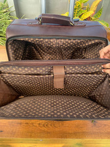 Brown Genuine Leather Small 4 <b>Spinner</b> Wheel <b>Suitcase</b> Full Grain Cowhide Leather Outdoor Travel Luggage Trolley Bag for Unisex - Product Image 6