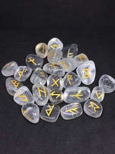 Ensemble de runes en quartz clair, pierres de divination en cristal naturel, vente en gros, approvisionnement en vrac - Product Image 1