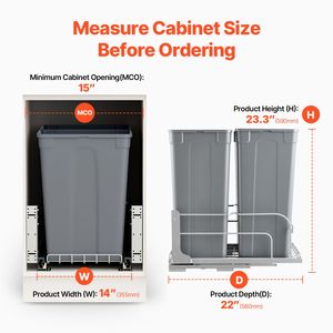Contenitore per Rifiuti da Cucina a Doppio Scomparto da 50 QT X2, Bidone Estraibile Resistente con Kit per Riciclaggio Intelligente, Capacità 30L - Product Image 4