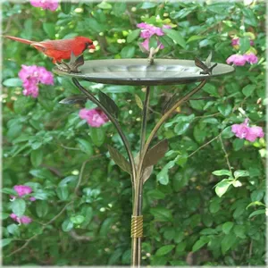 Bain d'oiseaux en métal pour l'extérieur avec support décoratif en forme de bol, pour petits oiseaux, décoration de jardin, patio, fontaine d'eau, abreuvoir. - Product Image 6