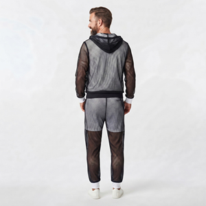 Men Mesh Polyester Tracksuit Summer Beachwear Swim Sheer Mesh Track Suits Men's Night Clubwear Transparent Tracksuits Mens - Product Image 2