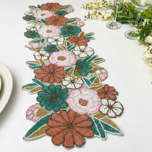 Modern Beaded Handmade Embroidered Floral Custom Length <b>Table</b> <b>Runner</b> Placemat Factory - Product Image 6