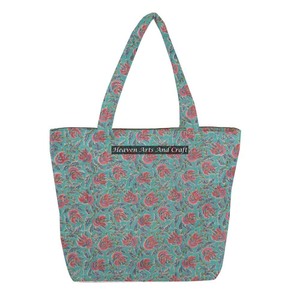 Bloc imprimé coton toile fourre-tout écologique Shopping sac matelassé Baho Hippie marché épaule sac matelassé pour femme - Product Image 1