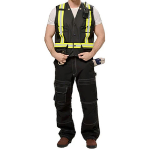 เสื้อกั๊กนิรภัยสีดำสะท้อนแสงสำหรับผู้ชาย แบบมีแถบสะท้อนแสง หลายกระเป๋า เหมาะสำหรับงานก่อสร้าง ขายส่ง - Product Image 5