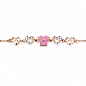 18kt Gold Heart and Dress Charm Chain <b>Bracelet</b> with Cubic Zirconia High Polish Fashion Jewelry for Girls Daily Wear Gift Party - Product Image 3