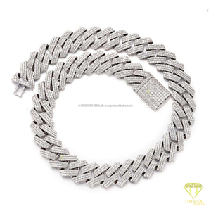 สร้อยคิวบาลิงค์ประดับเพชรโมอิสซาไนต์สุดหรู เงินแท้ 925  แบบ Iced Out สำหรับผู้ชายและผู้หญิง  เครื่องประดับแฟชั่น ขายส่ง - Product Image 2
