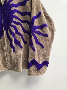 Luxury Mocha Velvet Suzani Embroidered <b>Jacket</b> for <b>Women</b> Purple Sun Motif Bohemian Ethnic Coat Wholesale Fashion Outerwear - Product Image 3