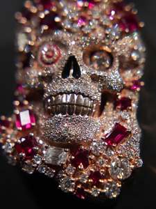 Rose Gold Color Skull Pendant Necklace Micro Set Zircon Cubic Zirconia Hip Hop Jewelry for <b>Gift</b> - Product Image 3