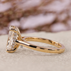 Anillo de Compromiso Minimalista para Mujer Hazal Radiant Hidden Halo, Oro 10K/14K/18K, Diamante Cultivado en Laboratorio de 1-5CT, Color D, VS1, Corte EX, IGI - Product Image 5