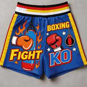 Shorts de boxe en tissu polyester, impression personnalisée, broderie du logo, respirant, entraînement, taille personnalisée - Product Image 1