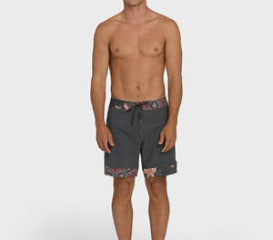 Shorts de surf athlétiques pour hommes, pour la natation et les sports de plage - Polyester/coton uni, séchage rapide, avec cordon de serrage à la taille moyenne - Product Image 1