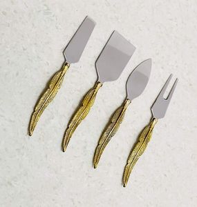 4 Piece Cheese Utensil Set Stainless Steel Serving Tools With Gold <b>Branch</b> Handles Kitchen Cutlery - Product Image 5