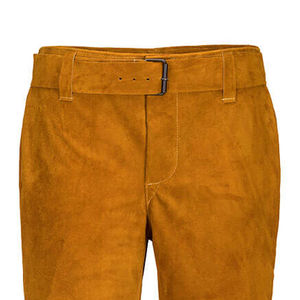 Pantalon de soudeur en cuir résistant à la chaleur et aux flammes, protection des jambes en cuir croûte, robuste, pour pompiers et soudeurs de construction - Product Image 3