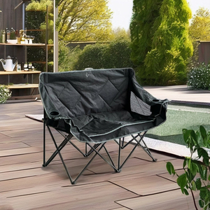 Huy Gia Chaise pliante double siège en métal durable avec logo personnalisable Accoudoirs pliables modernes Mobilier d'extérieur - Product Image 1