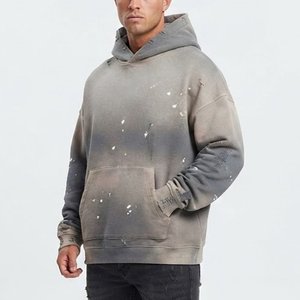 Nouvelle Arrivée Sweat-shirt à Capuche Oversize Homme Effet Vieilli Impression Dégradée Coton Molleton Français Décontracté pour l'Automne - Product Image 4