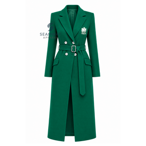 Iota Phi Lambda Sorority <b>Women's</b> <b>Double</b>-<b>Breasted</b> Belted Longline Trench <b>Coat</b> Notched Lapel Long Sleeve Tailored Formal Outerwear - Product Image 1