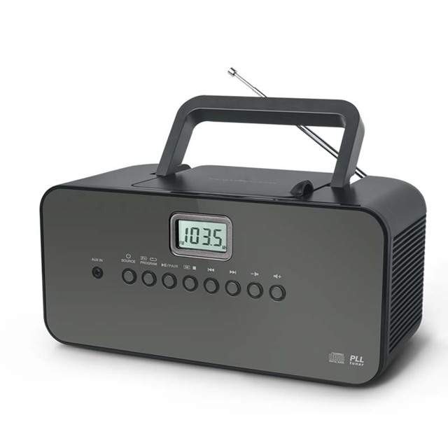 ODM Portable Top-Load CD Boombox PLL AM/FM Radio Aux USB Wireless Audio Streaming 2W Output Power AC/DC Operated LCD Display