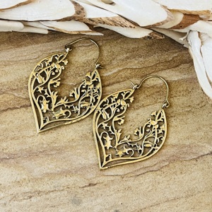 Pendientes de Aro Boho con Filigrana, Joyería Tribal de Latón para Mujer, Acabado de Latón Antiguo, Diseño Floral, Venta al por Mayor/OEM/ODM - Product Image 2