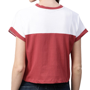 Camiseta corta de algodón negra lisa para mujer, cuello redondo, manga corta, informal, para verano, en venta. - Product Image 5