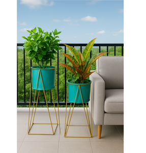 Support de pot de fleurs en métal haut de gamme, vente directe usine, avec plateau, design artisanal durable pour pots lourds et décoration intérieure élégante - Product Image 1