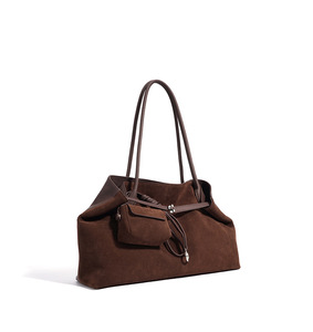 Bolso Tote de Gamuza para Mujer, con Cierre de Cordón, Estilo Minimalista, Color Rojo - Product Image 2