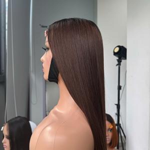 Precio al por mayor 100% Raw Virgin Vietnamita Humano Trama de encaje Hueso Peluca recta Color marrón Super Extensiones de cabello doble dibujado - Product Image 2