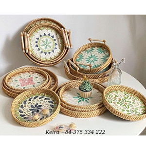 Decorative Rattan Tray Natural Woven Tray for <b>Coffee</b> <b>Table</b> Styling - Product Image 4
