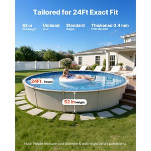 Telo di copertura per piscina in PVC Premium da 24 piedi per pareti alte 52 pollici, facile da installare, con patch anti-perdita, design UniBead, spessore 1,5 mm per piscine - Product Image 2