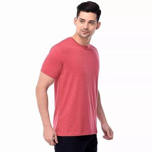 เสื้อยืดคอกลมแขนสั้นสีแดงสำหรับผู้ชาย ผ้าฝ้าย 100% ทรงปกติ สวมใส่สบาย สีพื้น ผ้าเจอร์ซีย์ถัก - Product Image 4
