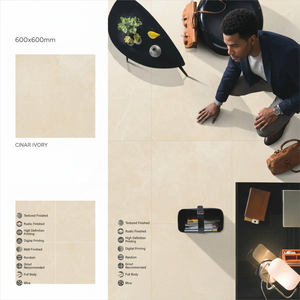 กระเบื้องปูพื้นพอร์ซเลน Vistaar Factory ขนาด 600x600 มม. 60x60 กันลื่น ทนกรด สีคอร์ฟอิวอรี่ 24x24 2x2 ดีไซน์เกรดพรีเมียม - Product Image 3