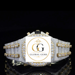 Indian Exporter Fashion White Iced Out Moissanite Diamond Watch Rubber Strap and Hip Hop Style Available for Competitive Price - Product Image 4