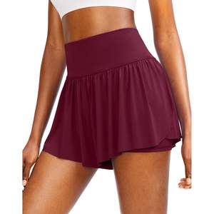 Women's High-Waisted Flowy Tennis Skirt <b>Shorts</b> with 4-Pockets and Butterfly Design Athletic Workout Clothing - Product Image 1