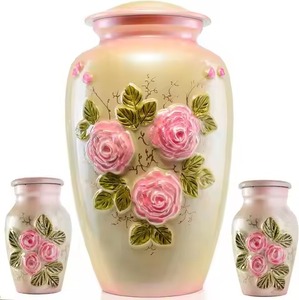 โกศสำหรับผู้ใหญ่เถ้ากระดูกรูปกุหลาบแดงหลวงพร้อมถุงกำมะหยี่ - Product Image 1