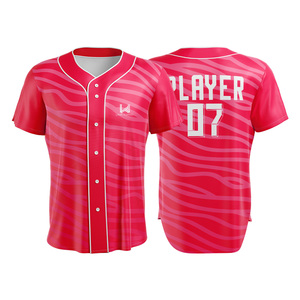 Personalized Team Name <b>Logo</b> Printed Women's Baseball Jersey Full Button Heat Transfer Printed 100% Polyester Anti Bacterial - Product Image 3