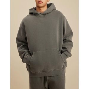 2025 hommes surdimensionné pull à capuche coton lourd Vintage lavé à l'acide Style Streetwear pour collège décontracté et Couples - Product Image 5