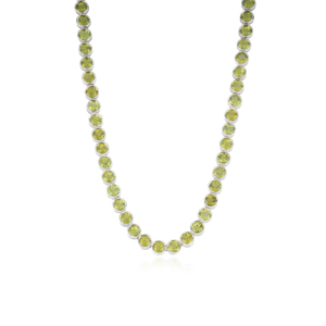 100% Real 5mm Round Cut Peridot Gemstone 925 Sterling Silver Tennis <b>Necklace</b> For Women's Party Wear Fine Jewelry - Product Image 1
