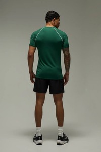 Camiseta deportiva de manga corta para hombre, ajustada, atlética, con cuello redondo, para entrenamiento, compresión, informal, top ajustado para hombre - Product Image 4