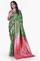 Sari en soie de qualité supérieure avec tissage jacquard, tenue ethnique pour mariage et occasions festives, séchage rapide