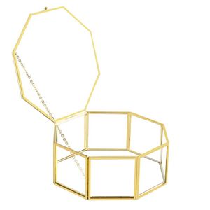 Rectangular Glass Storage Box With Metal Frame For Jewelry Organizers And Decorative Use - Product Image 1